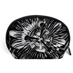 Black And White Passion Flower Passiflora  Accessory Pouches (large) 