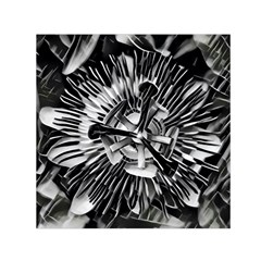 Black And White Passion Flower Passiflora  Small Satin Scarf (square)