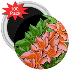 Decorative Flowers 3  Magnets (100 Pack)