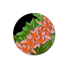 Decorative Flowers Rubber Round Coaster (4 Pack)  by Valentinaart