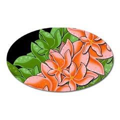 Decorative Flowers Oval Magnet