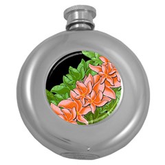 Decorative Flowers Round Hip Flask (5 Oz)