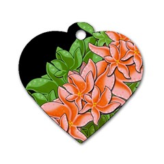 Decorative Flowers Dog Tag Heart (one Side)