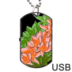 Decorative Flowers Dog Tag Usb Flash (two Sides) 