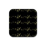 Yellow elegant Xmas snowflakes Rubber Square Coaster (4 pack)  Front