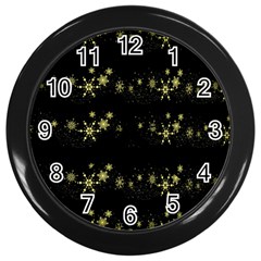 Yellow Elegant Xmas Snowflakes Wall Clocks (black) by Valentinaart