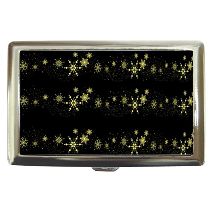 Yellow elegant Xmas snowflakes Cigarette Money Cases