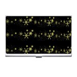 Yellow elegant Xmas snowflakes Business Card Holders Front