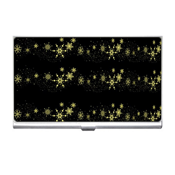 Yellow elegant Xmas snowflakes Business Card Holders