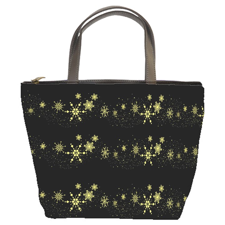 Yellow elegant Xmas snowflakes Bucket Bags