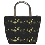 Yellow elegant Xmas snowflakes Bucket Bags Back