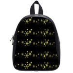 Yellow elegant Xmas snowflakes School Bags (Small)  Front