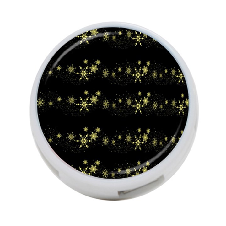 Yellow elegant Xmas snowflakes 4-Port USB Hub (Two Sides) 