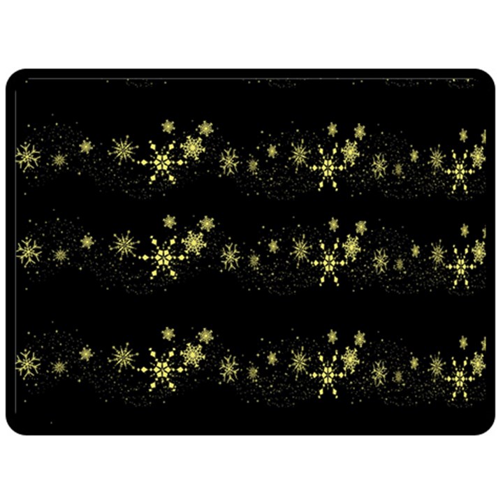 Yellow elegant Xmas snowflakes Fleece Blanket (Large) 