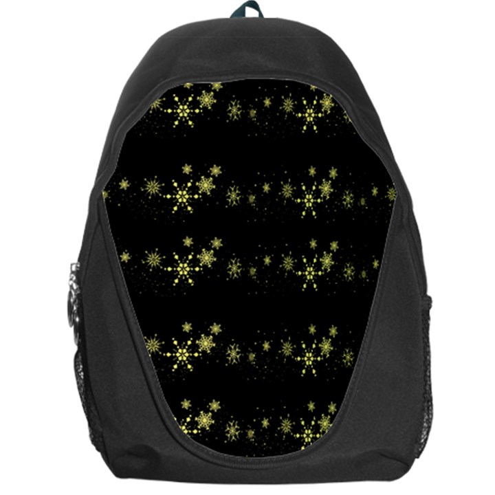 Yellow elegant Xmas snowflakes Backpack Bag