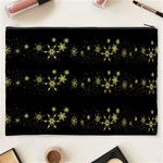 Yellow elegant Xmas snowflakes Cosmetic Bag (XXXL)  Back