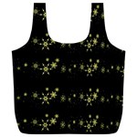 Yellow elegant Xmas snowflakes Full Print Recycle Bags (L)  Front