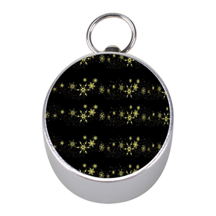 Yellow elegant Xmas snowflakes Mini Silver Compasses