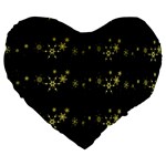 Yellow elegant Xmas snowflakes Large 19  Premium Flano Heart Shape Cushions Front