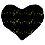 Yellow elegant Xmas snowflakes Large 19  Premium Flano Heart Shape Cushions Back