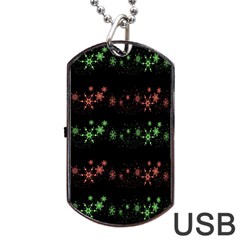 Decorative Xmas Snowflakes Dog Tag Usb Flash (one Side) by Valentinaart