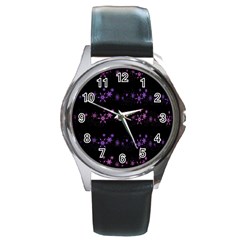 Purple Elegant Xmas Round Metal Watch by Valentinaart