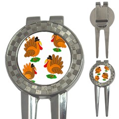 Thanksgiving Turkeys 3-in-1 Golf Divots by Valentinaart