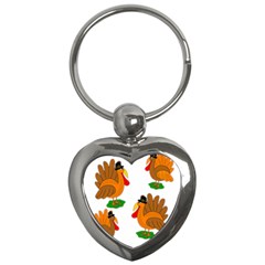 Thanksgiving Turkeys Key Chains (heart)  by Valentinaart