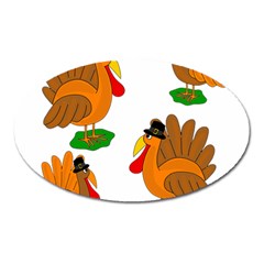 Thanksgiving Turkeys Oval Magnet by Valentinaart