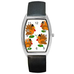 Thanksgiving Turkeys Barrel Style Metal Watch by Valentinaart