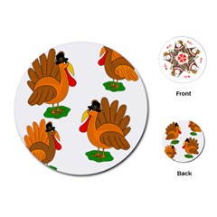 Thanksgiving Turkeys Playing Cards (round)  by Valentinaart