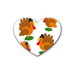 Thanksgiving Turkeys Heart Coaster (4 Pack)  by Valentinaart