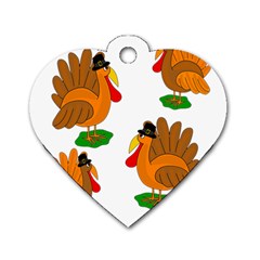 Thanksgiving Turkeys Dog Tag Heart (two Sides) by Valentinaart