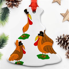 Thanksgiving Turkeys Christmas Tree Ornament (2 Sides) by Valentinaart