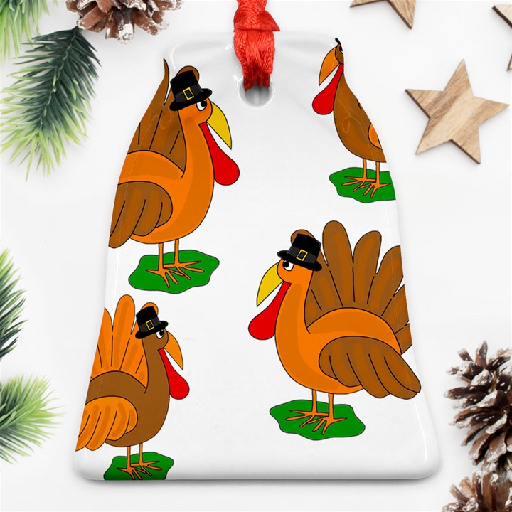 Thanksgiving turkeys Bell Ornament (2 Sides)