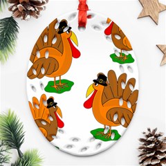 Thanksgiving Turkeys Ornament (oval Filigree) 