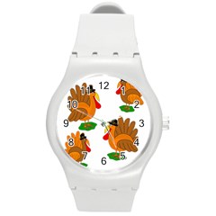 Thanksgiving Turkeys Round Plastic Sport Watch (m) by Valentinaart