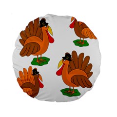 Thanksgiving Turkeys Standard 15  Premium Round Cushions by Valentinaart