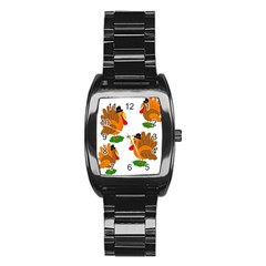 Thanksgiving Turkeys Stainless Steel Barrel Watch by Valentinaart