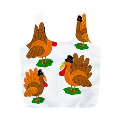 Thanksgiving Turkeys Full Print Recycle Bags (m)  by Valentinaart