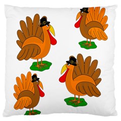 Thanksgiving Turkeys Standard Flano Cushion Case (two Sides) by Valentinaart