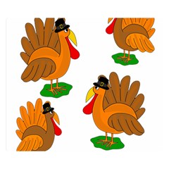 Thanksgiving Turkeys Double Sided Flano Blanket (small)  by Valentinaart