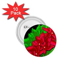 Xmas Red Flowers 1 75  Buttons (10 Pack) by Valentinaart