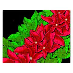 Xmas Red Flowers Rectangular Jigsaw Puzzl