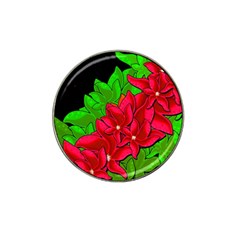 Xmas Red Flowers Hat Clip Ball Marker (4 Pack) by Valentinaart