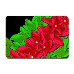 Xmas Red Flowers Small Doormat  by Valentinaart