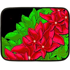 Xmas Red Flowers Fleece Blanket (mini) by Valentinaart