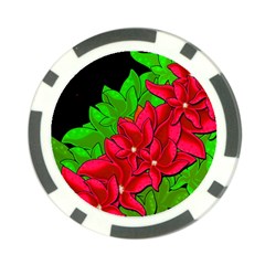 Xmas Red Flowers Poker Chip Card Guards (10 Pack)  by Valentinaart