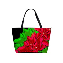 Xmas Red Flowers Shoulder Handbags by Valentinaart