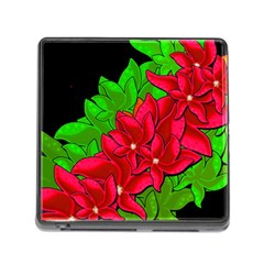 Xmas Red Flowers Memory Card Reader (square) by Valentinaart